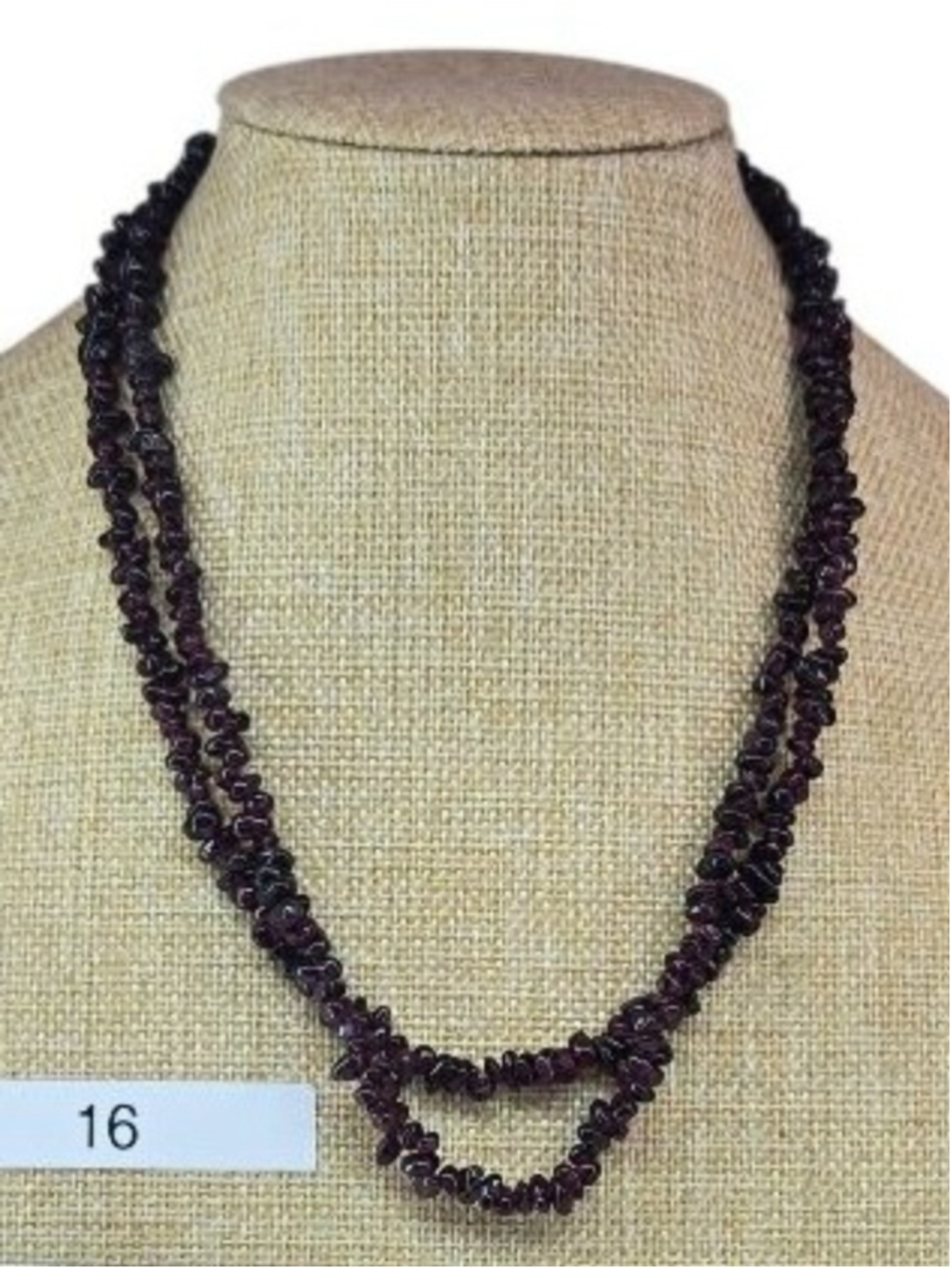 Vintage Garnet Necklace Natural Gemstone Chip Bead Red Purple Women's 32" Long
